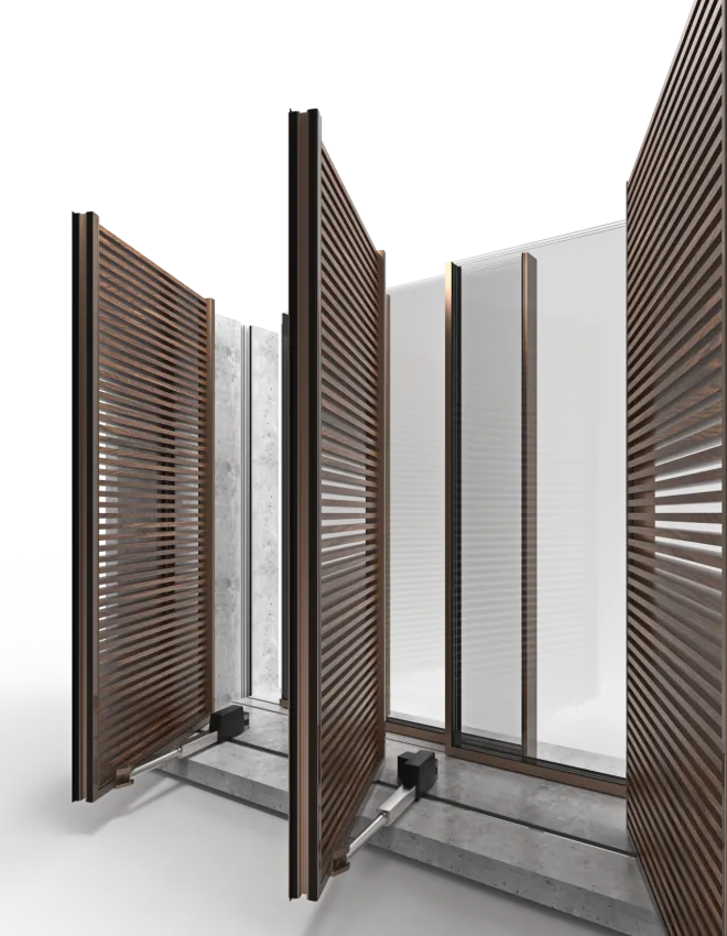 Product Kinetic Facade Shading Horizontal Pivot Shading Systems