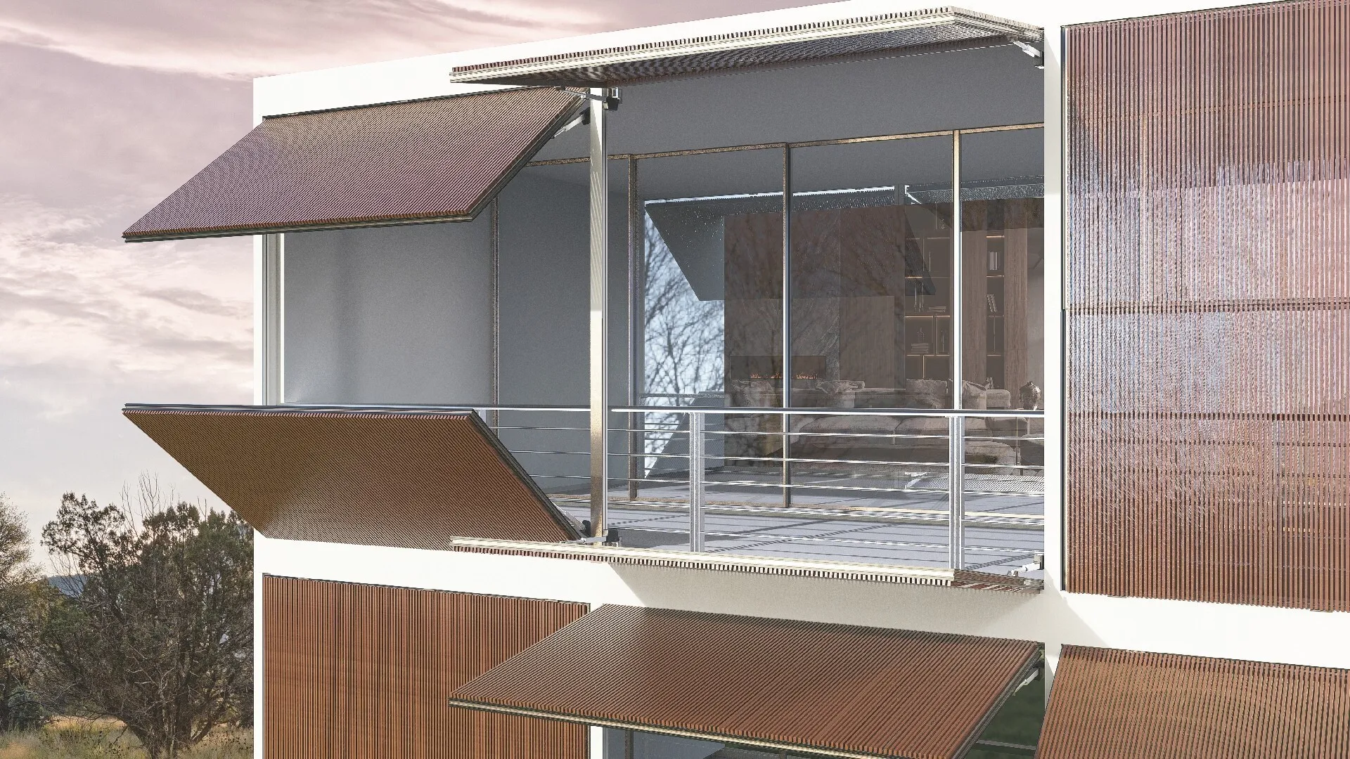 Image 1 of Kinetic Facade Shading Vertical Hinged Shading System